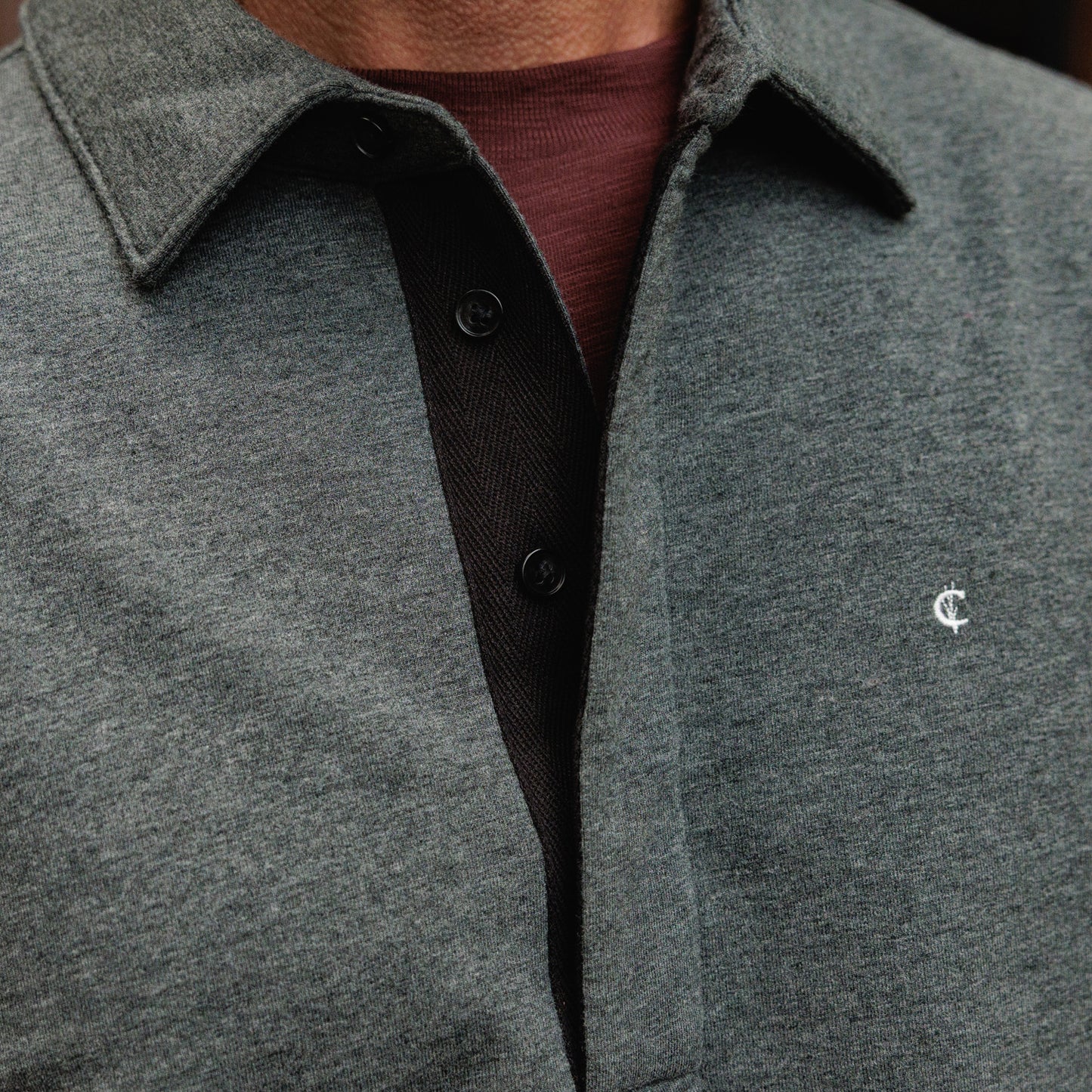 Collared Sweatshirt - Heather Charcoal
