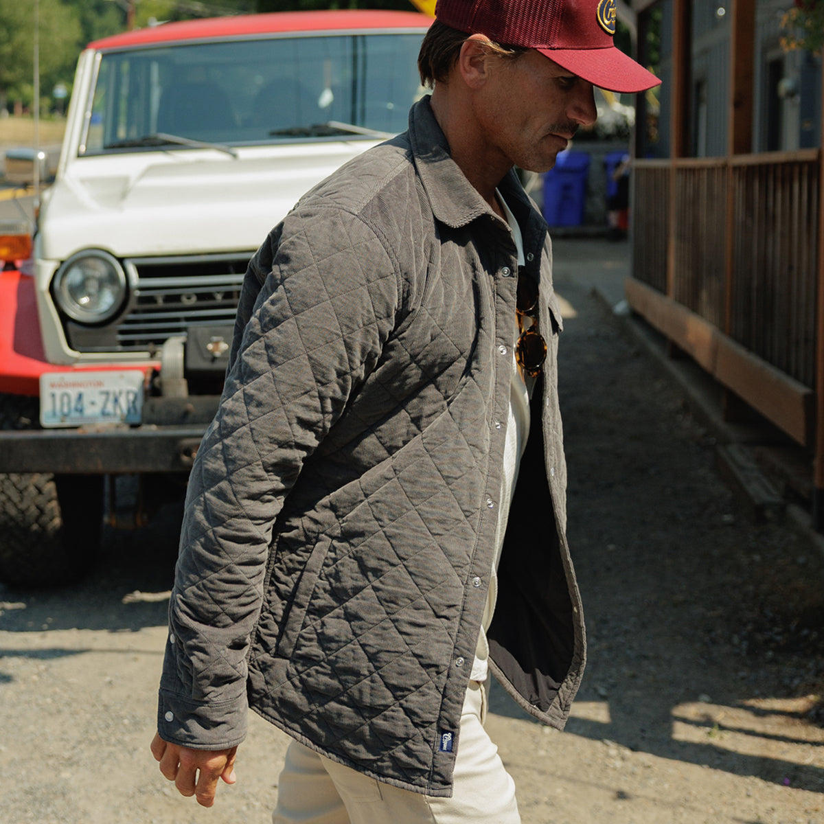Corduroy Quilted Shacket - Midnight Ash
