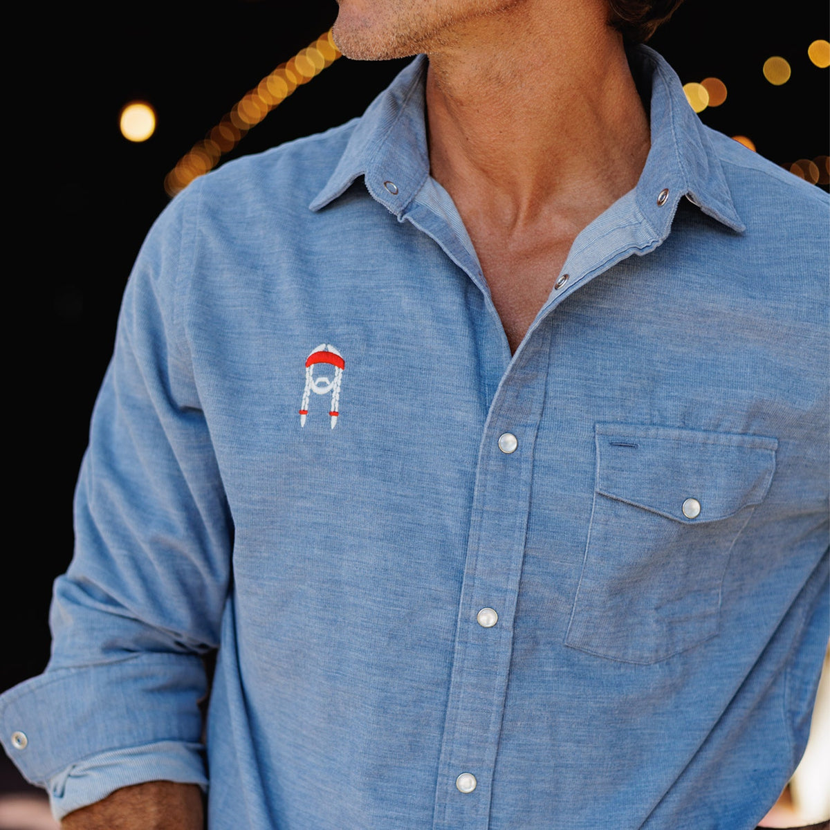 Willie Nelson Corduroy Pearl Snap - The Icon - Heather Steely Blue