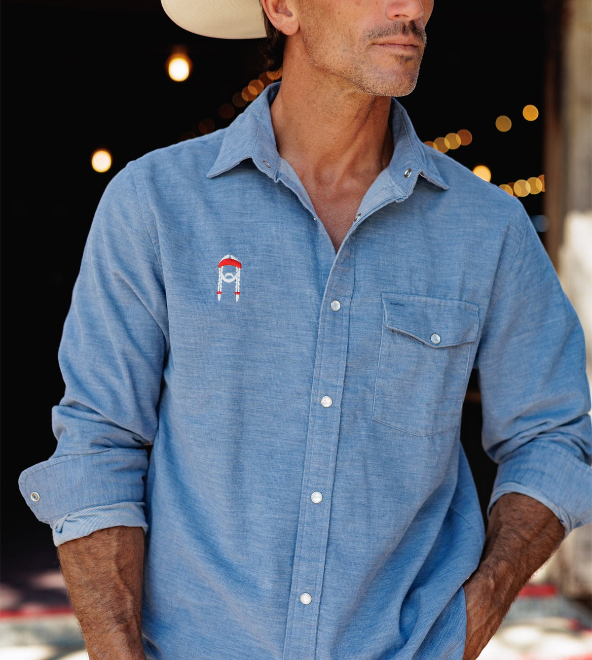 Willie Nelson Corduroy Pearl Snap - The Icon - Heather Steely Blue