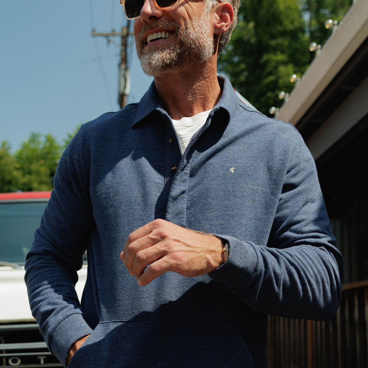 Collared Sweatshirt - Heather Navy