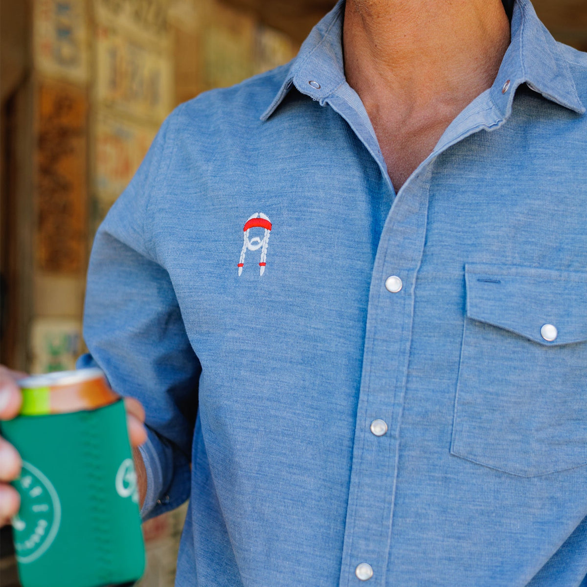Willie Nelson Corduroy Pearl Snap - The Icon - Heather Steely Blue