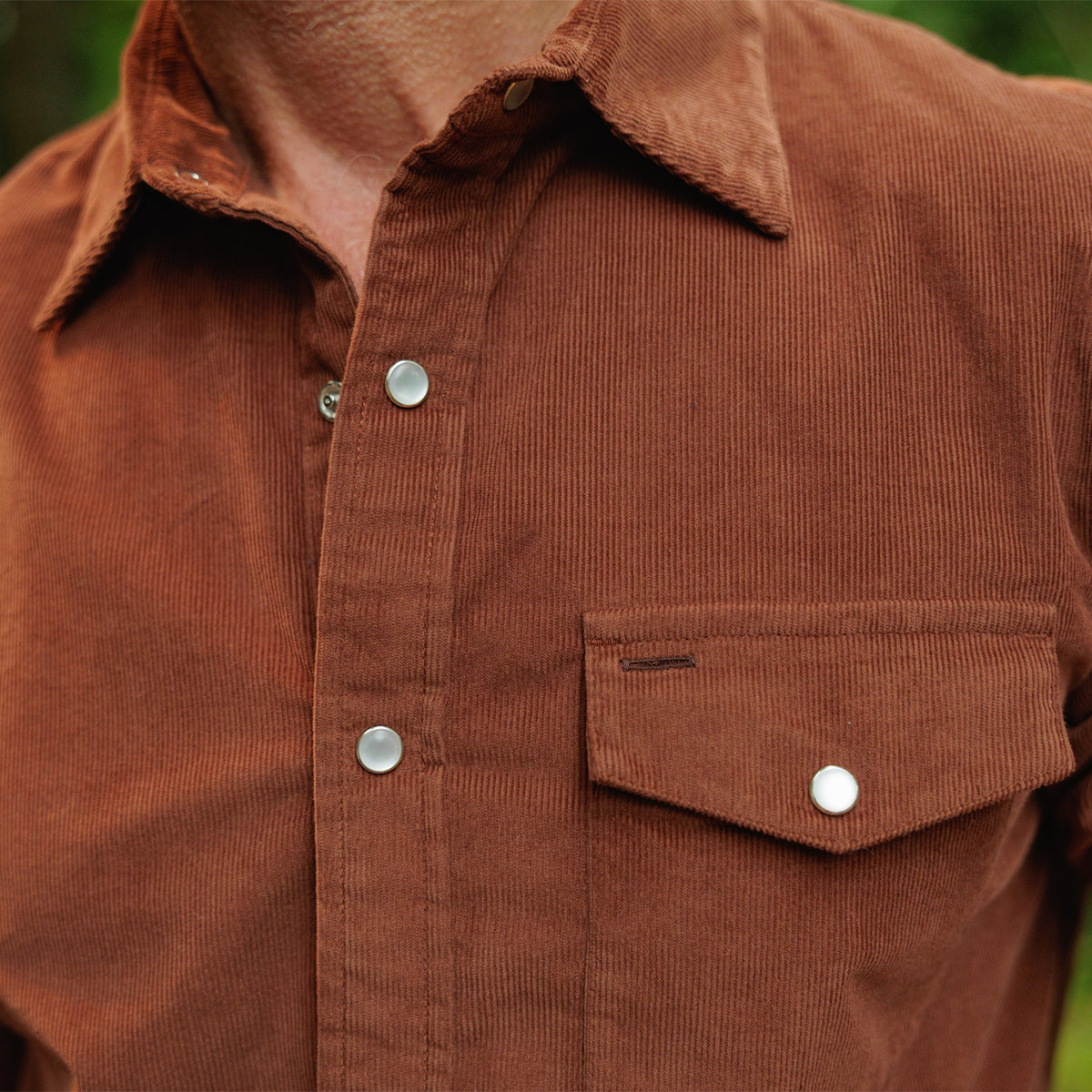 Corduroy Pearl Snap - Whiskey Barrel