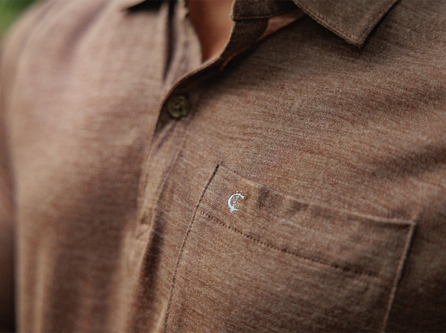 Dan Merino Long Sleeve Polo - Wool - Brown
