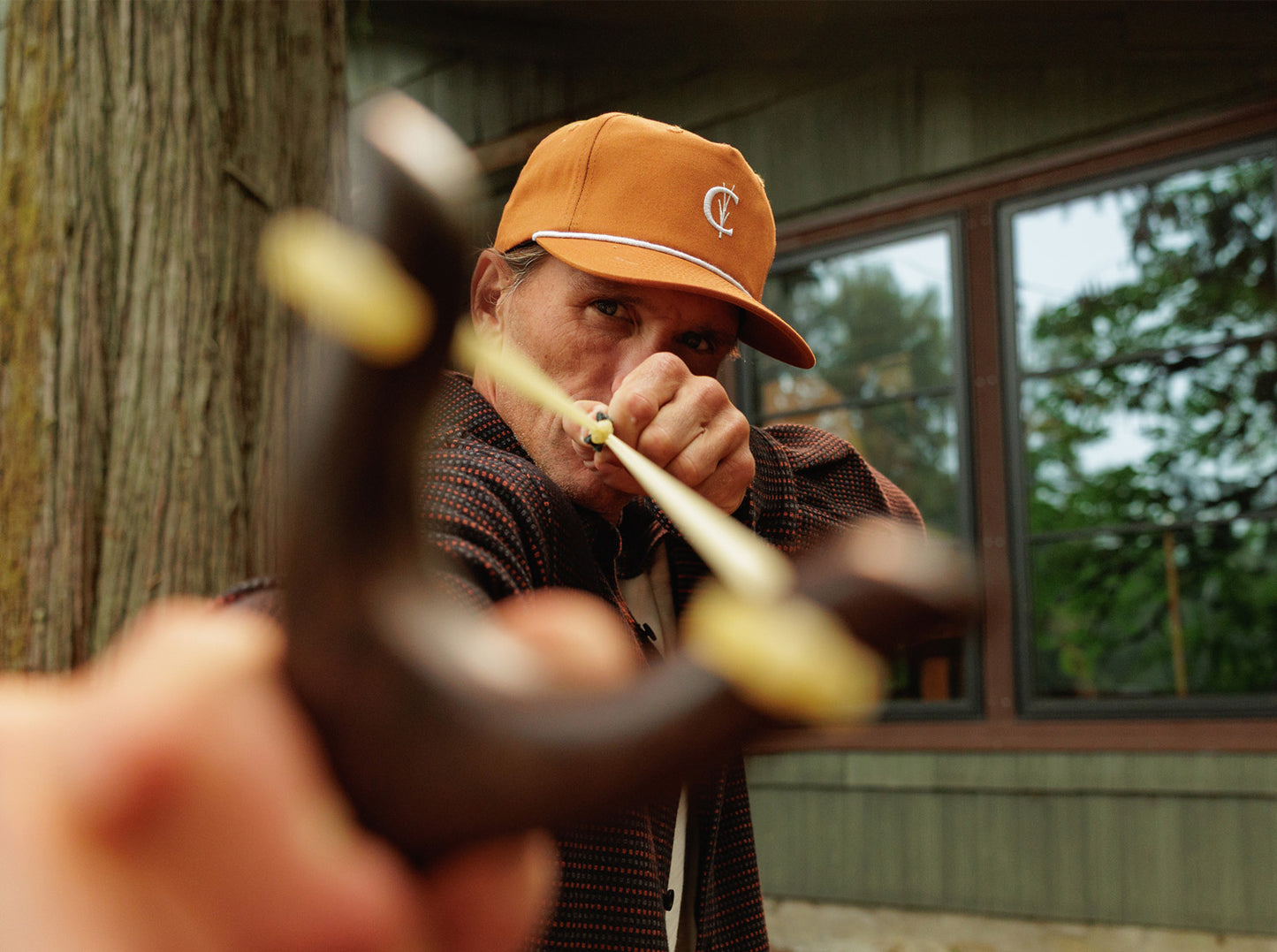 Throwback Hat - Grassy C Embroidery - Burnt Orange Twill