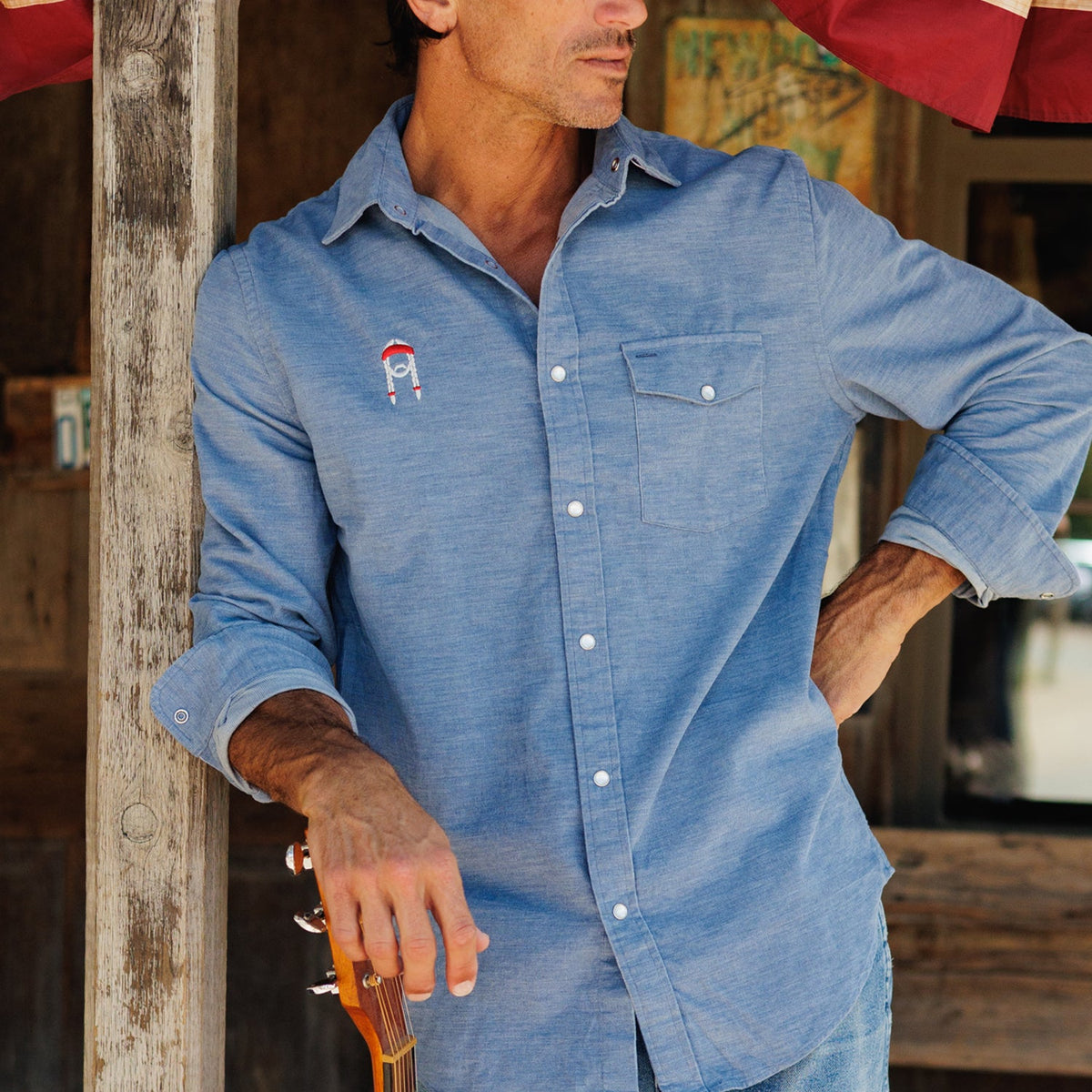 Willie Nelson Corduroy Pearl Snap - The Icon - Heather Steely Blue
