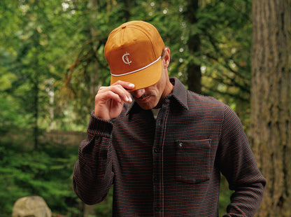 Throwback Hat - Grassy C Embroidery - Burnt Orange Twill