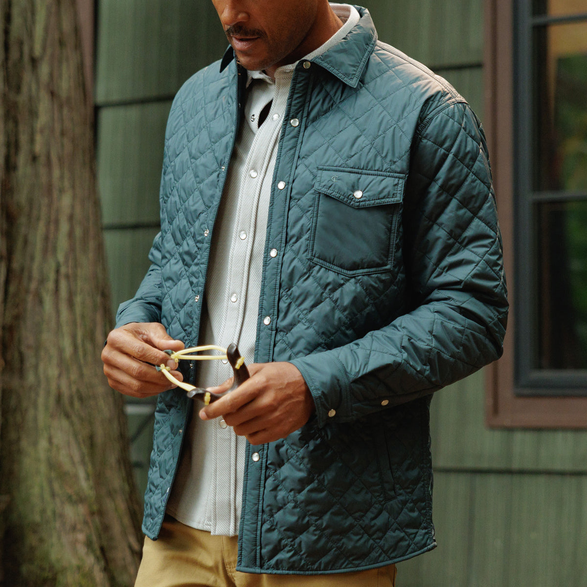Quilted Shacket - Hunter Green