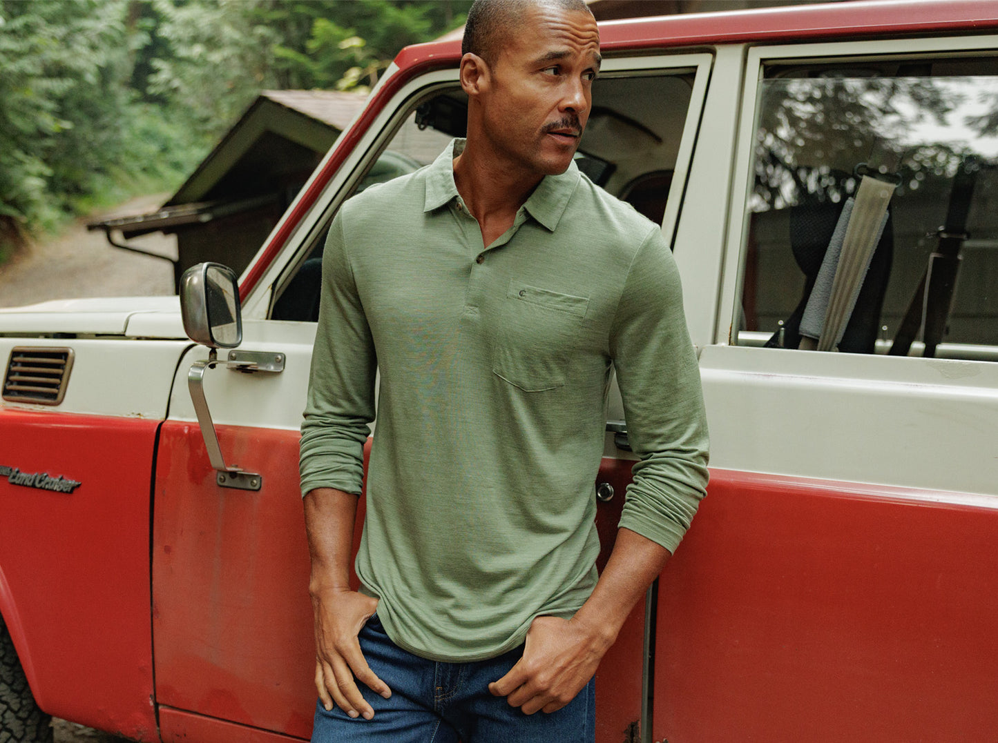 Dan Merino Long Sleeve Polo - Wool - Sage