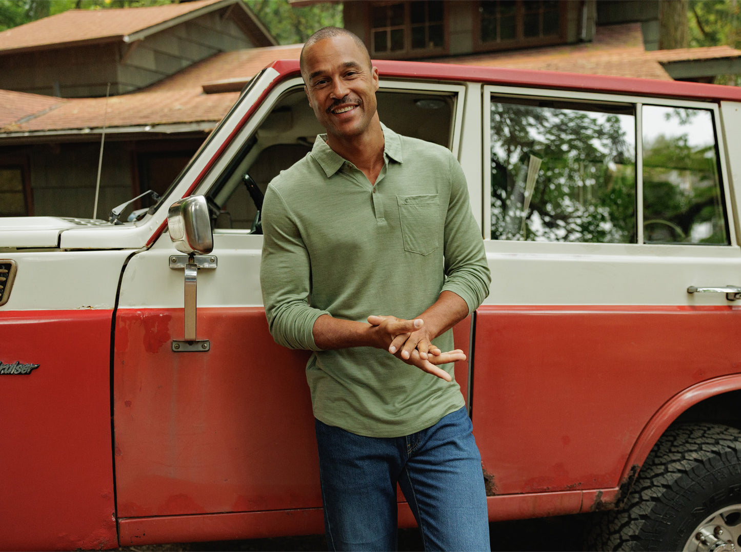 Dan Merino Long Sleeve Polo - Wool - Sage