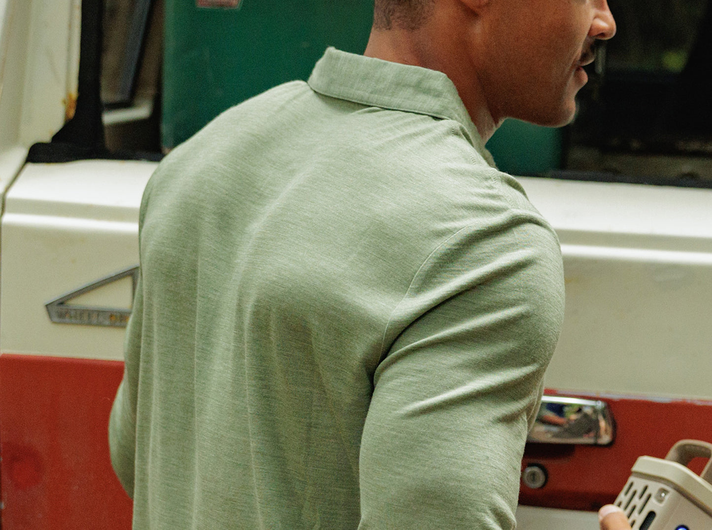 Dan Merino Long Sleeve Polo - Wool - Sage