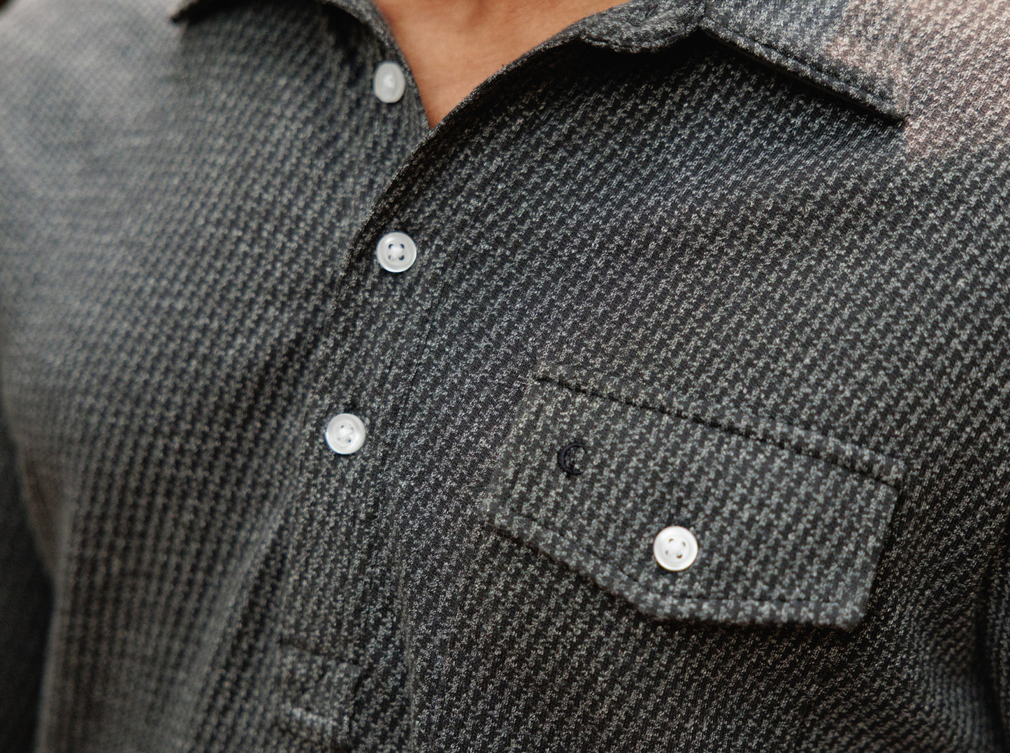 Houndstooth Long Sleeve Players Shirt - Dark Slate