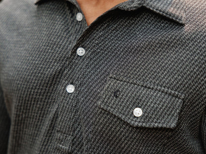 Houndstooth Long Sleeve Players Shirt - Dark Slate