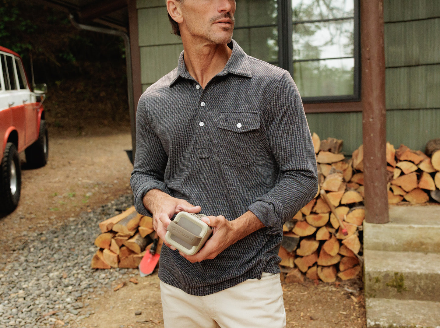 Houndstooth Long Sleeve Players Shirt - Dark Slate