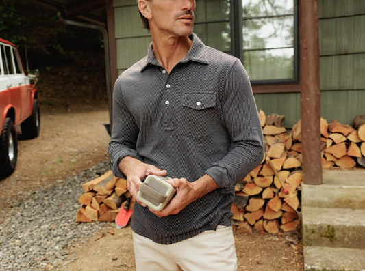 Houndstooth Long Sleeve Players Shirt - Dark Slate