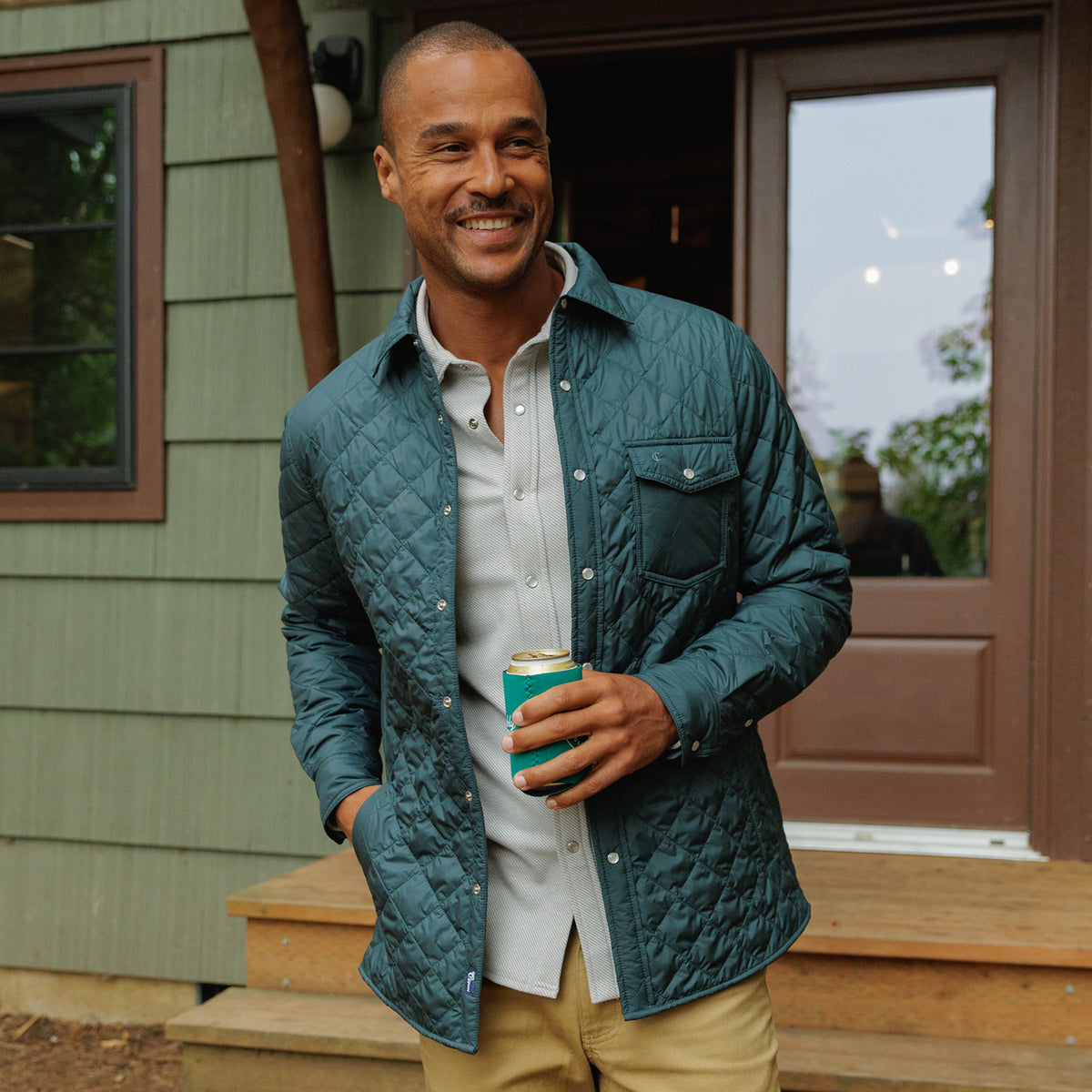 Quilted Shacket - Hunter Green