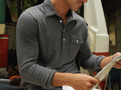 Houndstooth Long Sleeve Players Shirt - Dark Slate