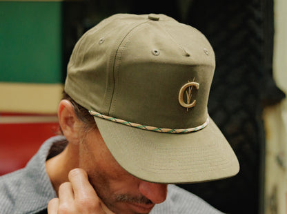 Throwback Hat - Grassy C Embroidery - Peached Olive