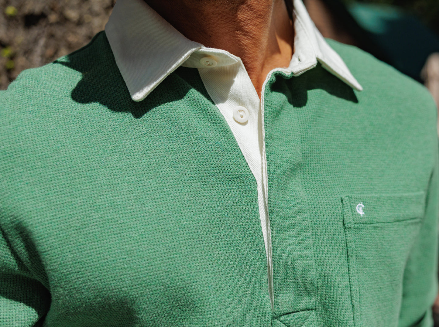 Waffle Rugby Shirt - Heather Green
