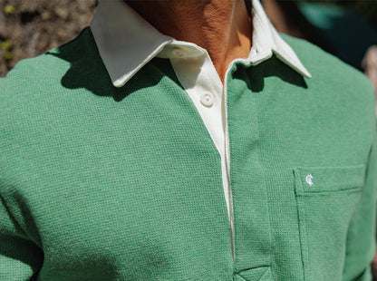 Waffle Rugby Shirt - Heather Green