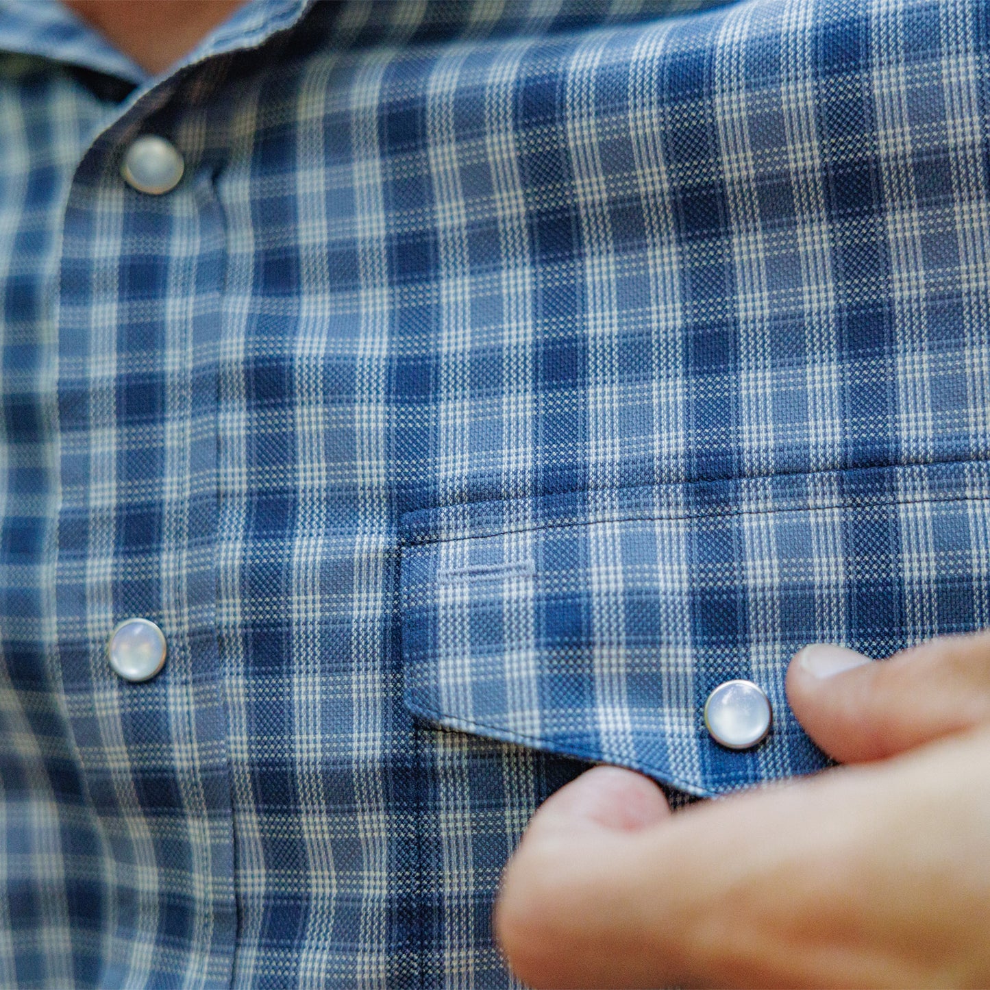 Performance Pearl Snap Button Down - Navy Check