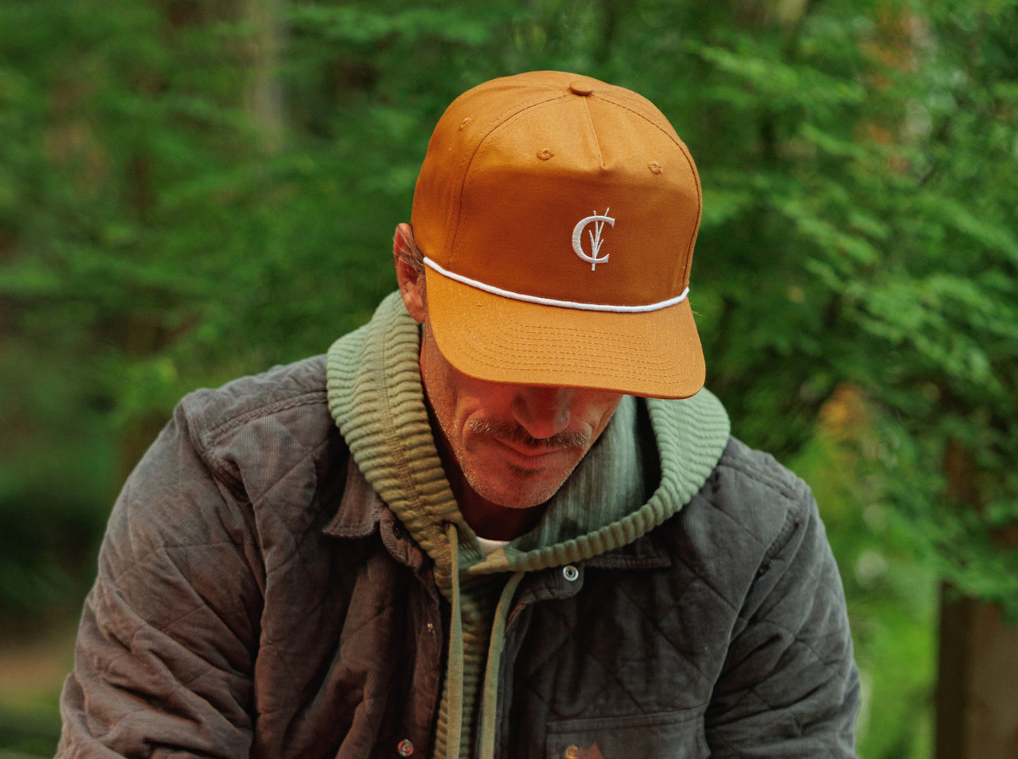 Throwback Hat - Grassy C Embroidery - Burnt Orange Twill