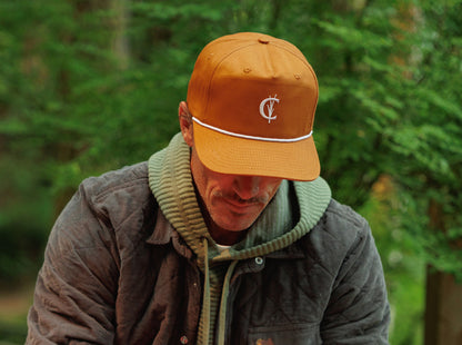 Throwback Hat - Grassy C Embroidery - Burnt Orange Twill