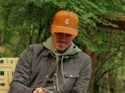 Throwback Hat - Grassy C Embroidery - Burnt Orange Twill