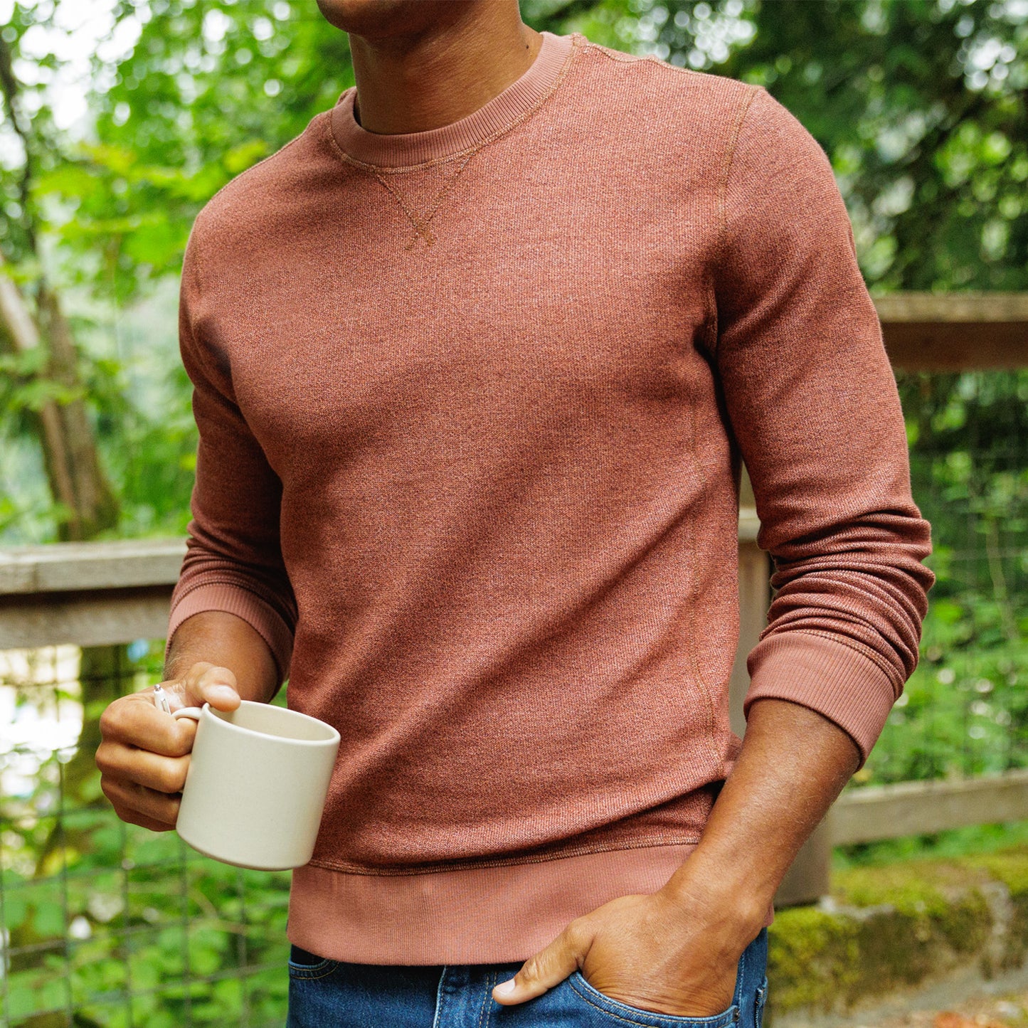 French Terry Crewneck Sweatshirt - Rust
