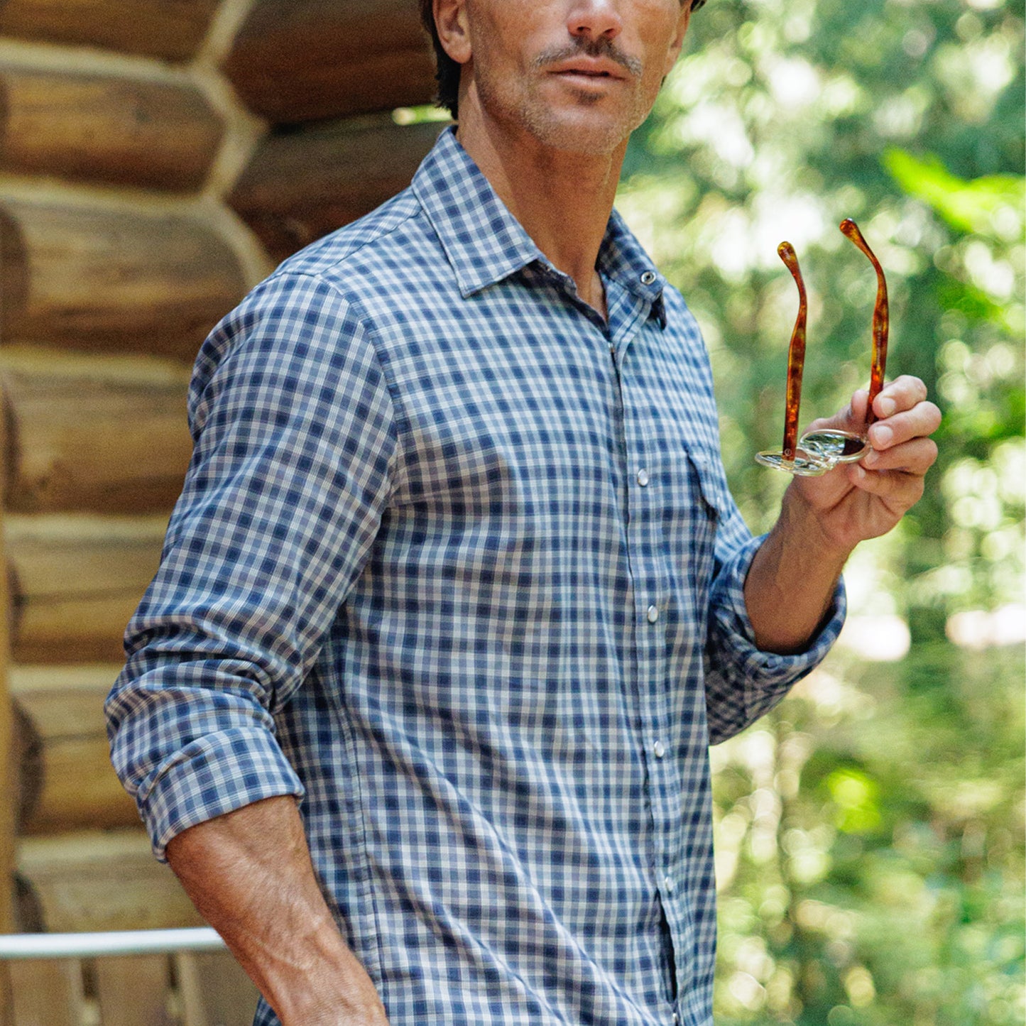 Performance Pearl Snap Button Down - Navy Check