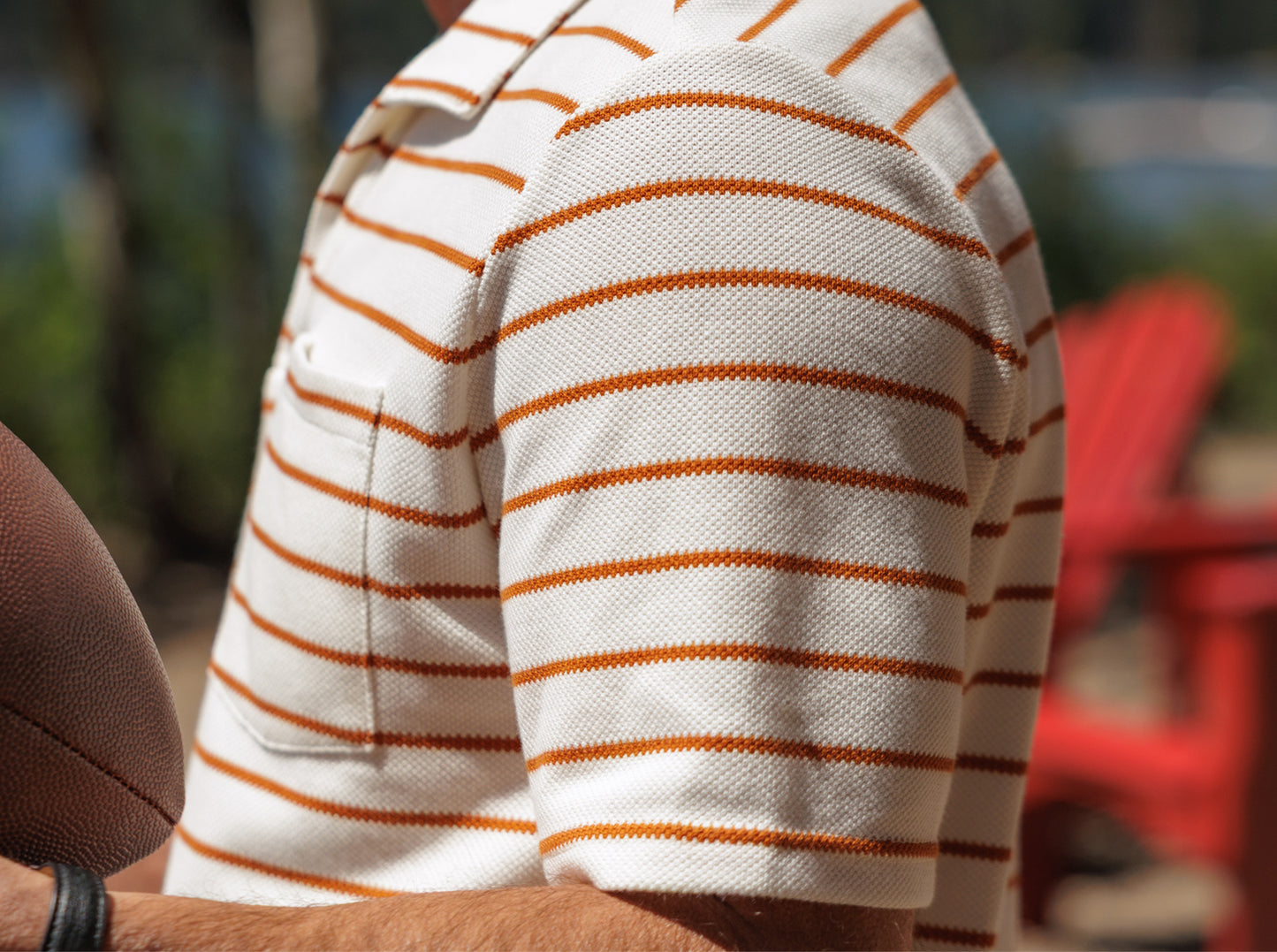 The Monty Short Sleeve Polo - Burnt Orange Stripe