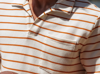 The Monty Short Sleeve Polo - Burnt Orange Stripe