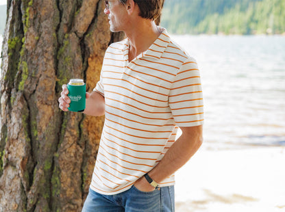 The Monty Short Sleeve Polo - Burnt Orange Stripe