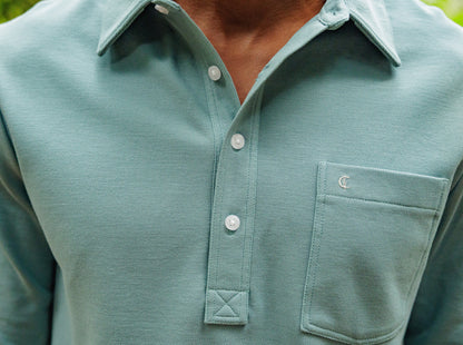 Slim Fit Long Sleeve Players Shirt - Glacier