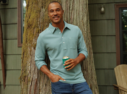 Slim Fit Long Sleeve Players Shirt - Glacier