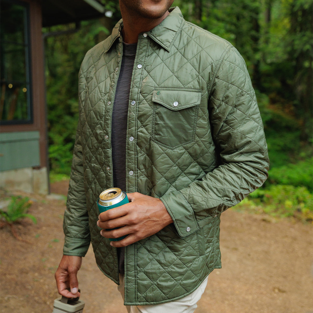 Quilted Shacket - Olive