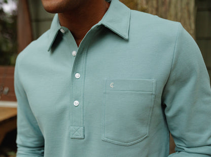 Slim Fit Long Sleeve Players Shirt - Glacier