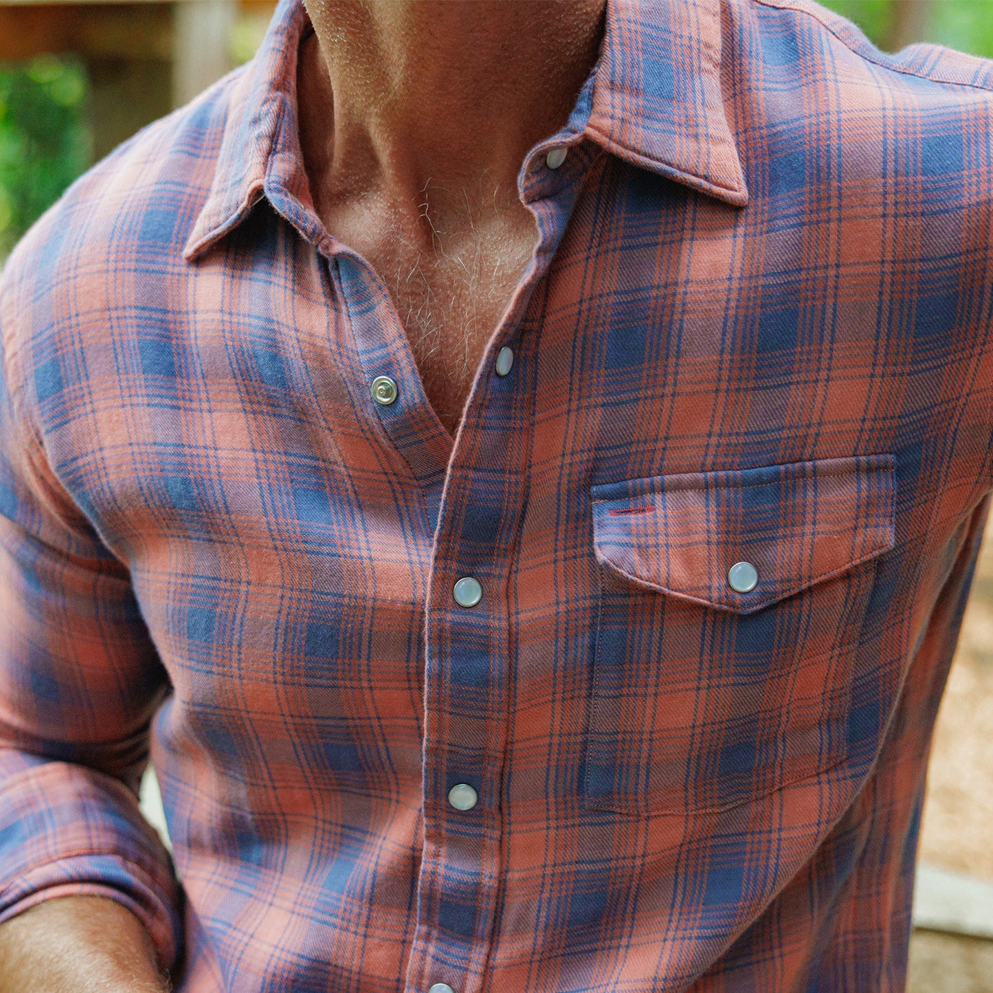 Double Cloth Flannel Pearl Snap - Boyd Plaid - Navy