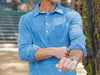 Indigo Knit Long Sleeve Players Shirt - Indigo Stripe