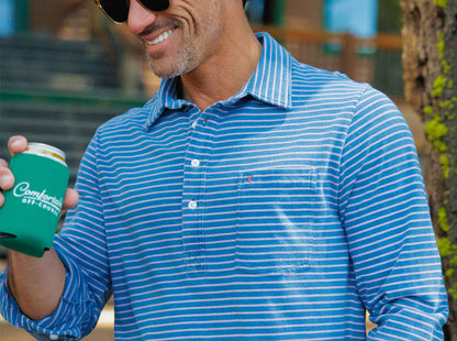 Indigo Knit Long Sleeve Players Shirt - Indigo Stripe