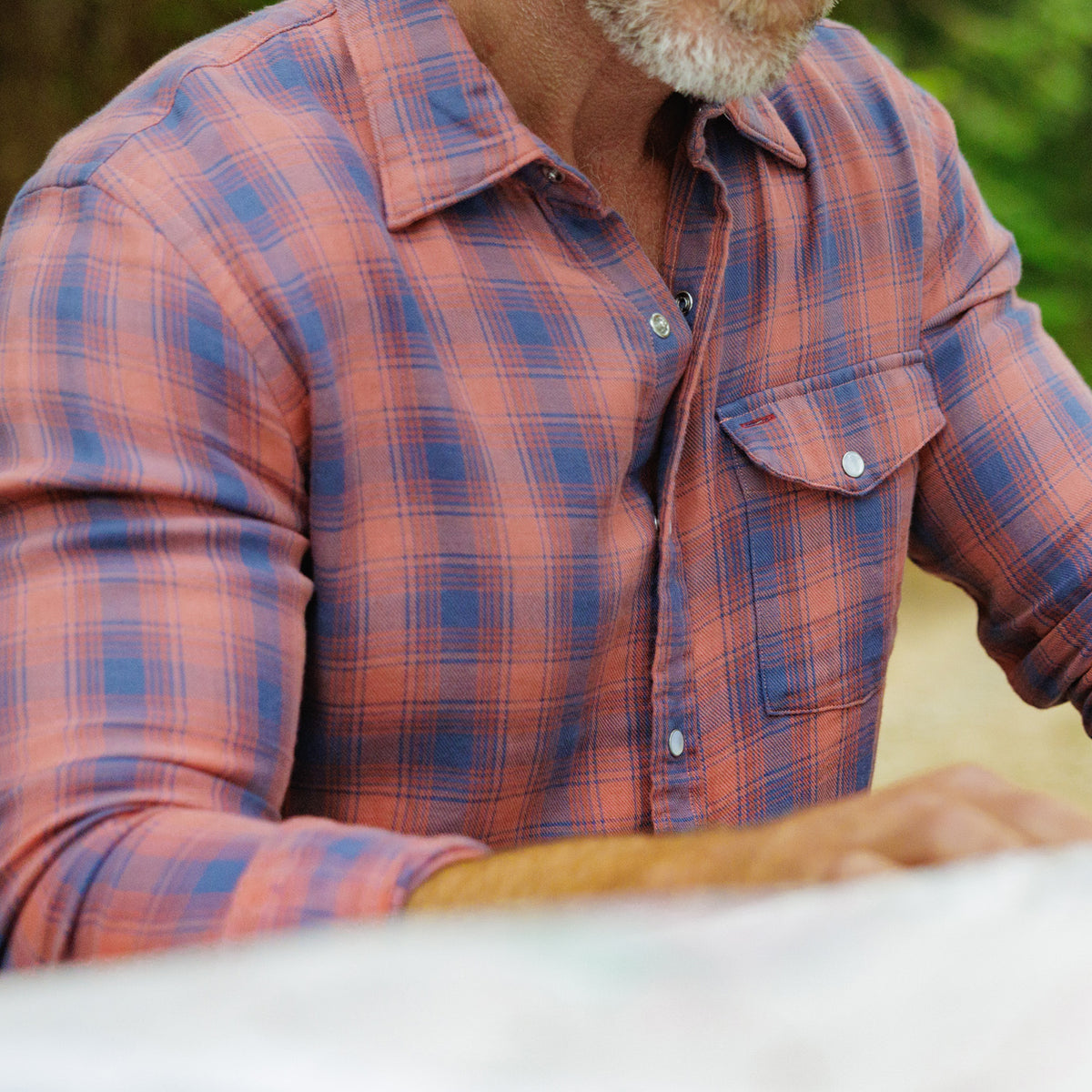 Double Cloth Flannel Pearl Snap - Boyd Plaid - Navy