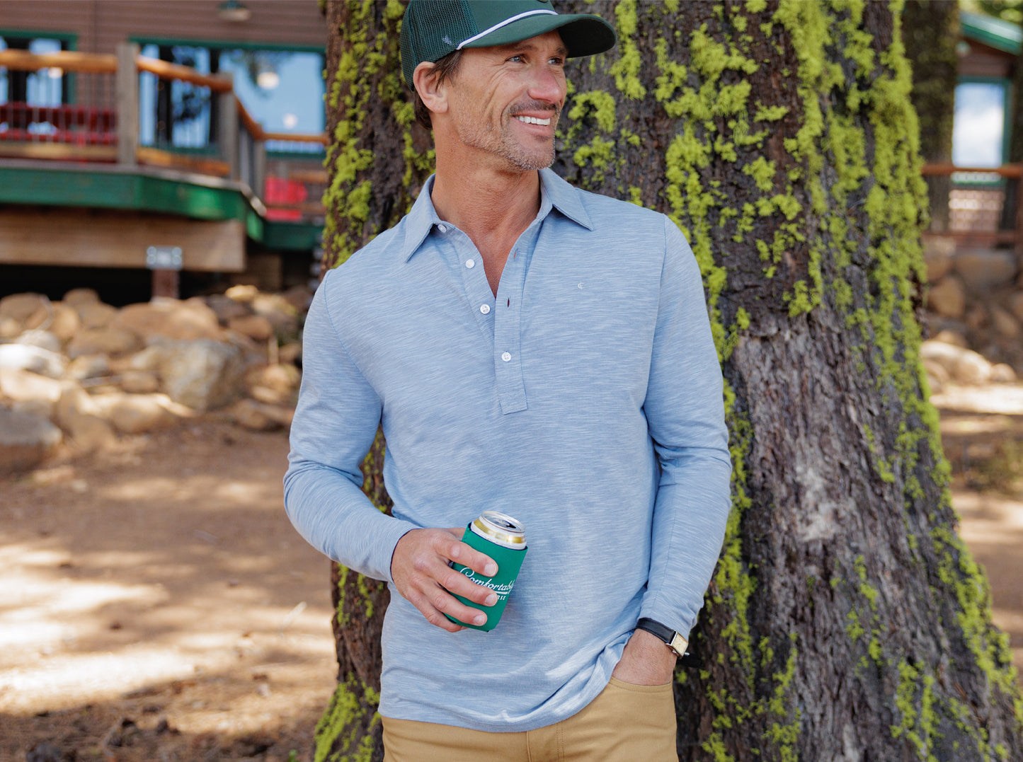 brrr° Long Sleeve Range Polo - Bluestone