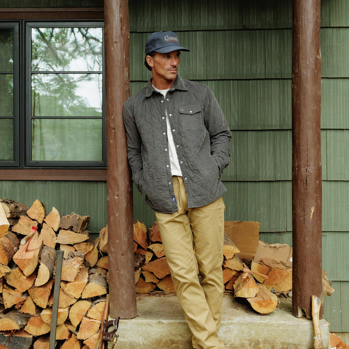 Corduroy Quilted Shacket - Midnight Ash