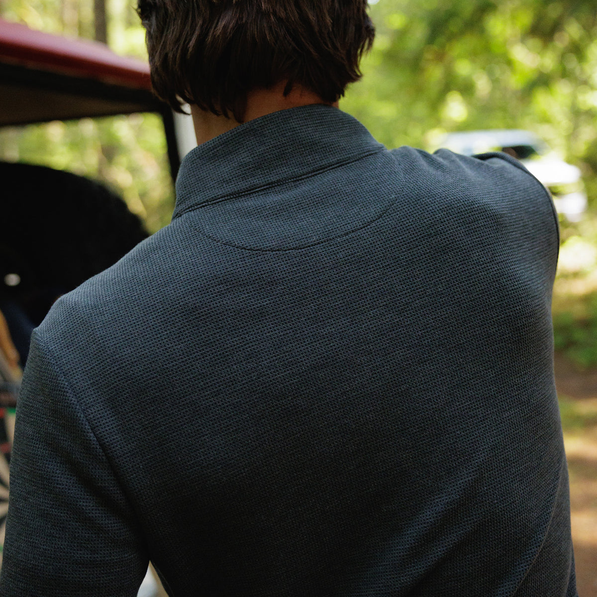 Waffle Stretch Pullover - Black