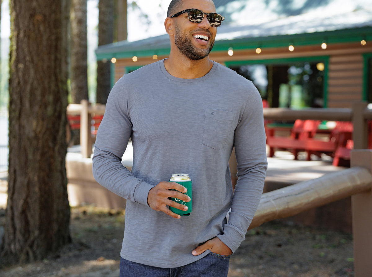 Cotton Slub Long Sleeve T Shirt Steel
