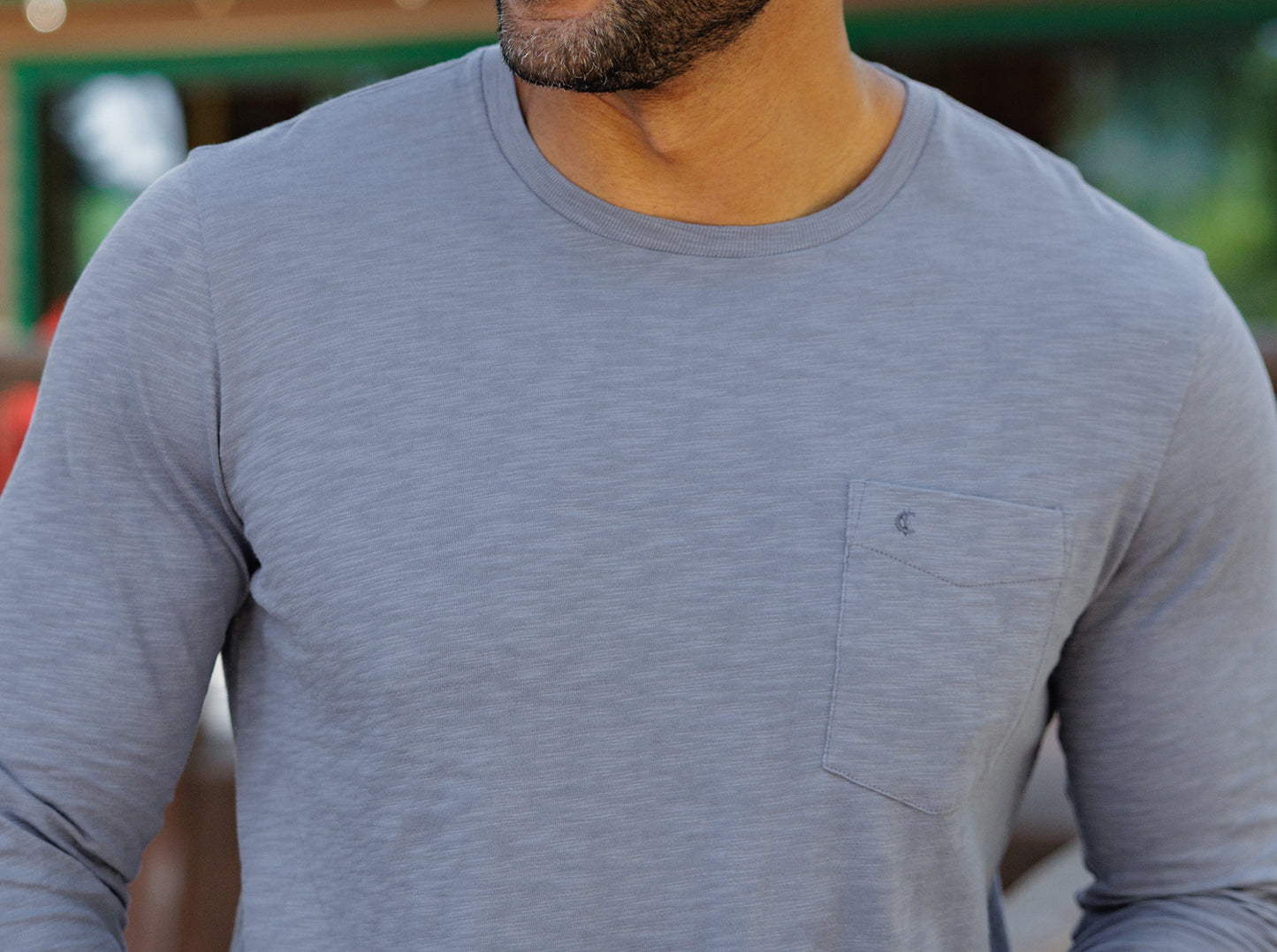 Cotton Slub Long Sleeve T-Shirt - Steel