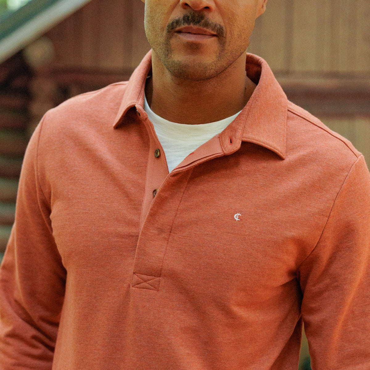 Collared Sweatshirt - Heather Burnt Orange