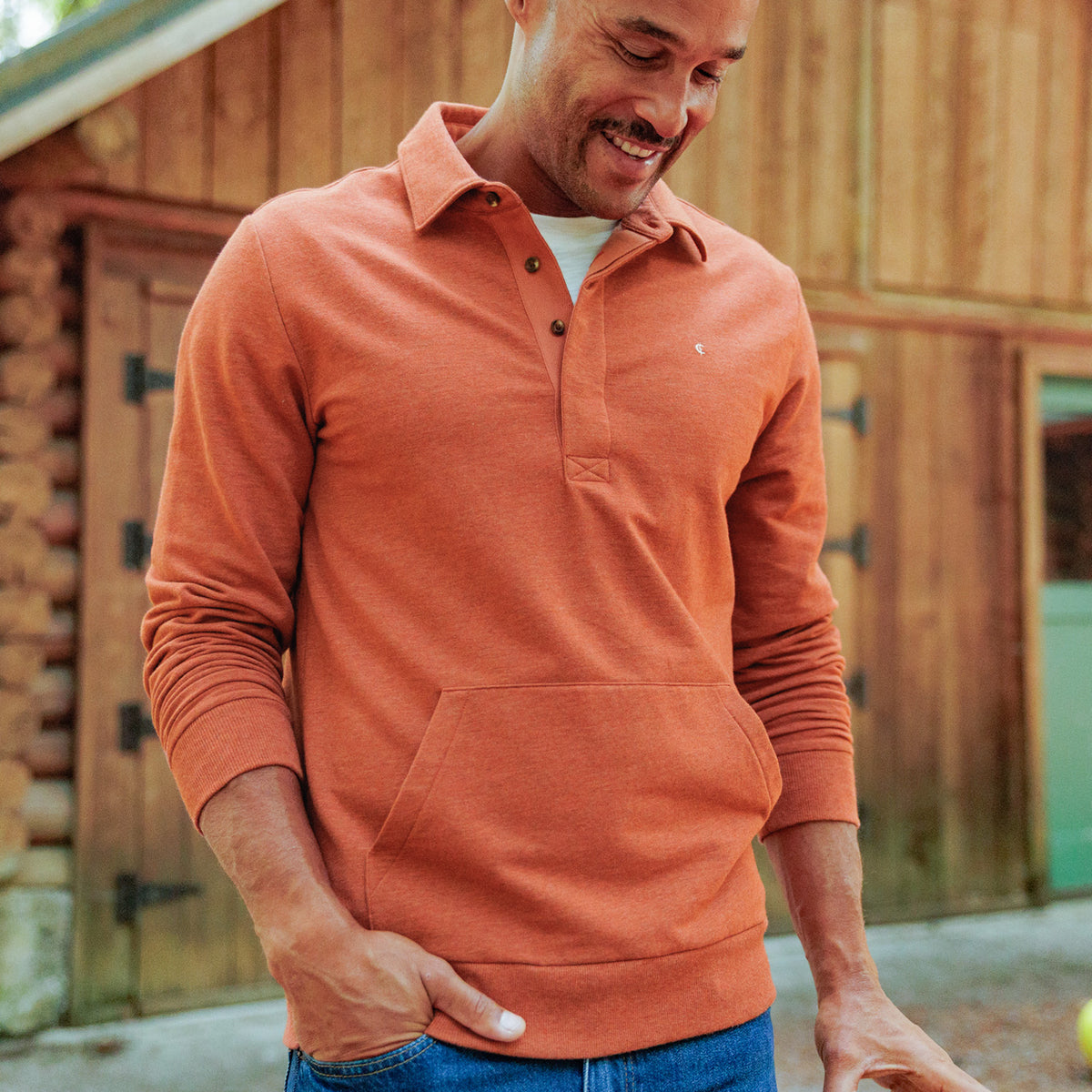 Collared Sweatshirt - Heather Burnt Orange