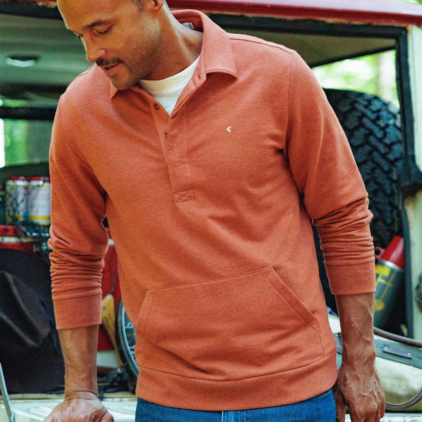 Collared Sweatshirt - Heather Burnt Orange