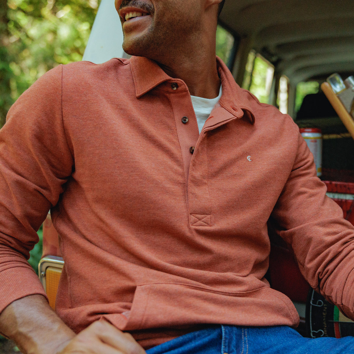 Collared Sweatshirt - Heather Burnt Orange